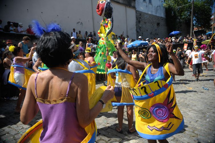 Rio de Janeiro - Foliões desfilam no Bloco das Carmelitas, que percorre o bairro turístico de Santa Teresa (Fernando Frazão/Agência Brasil)