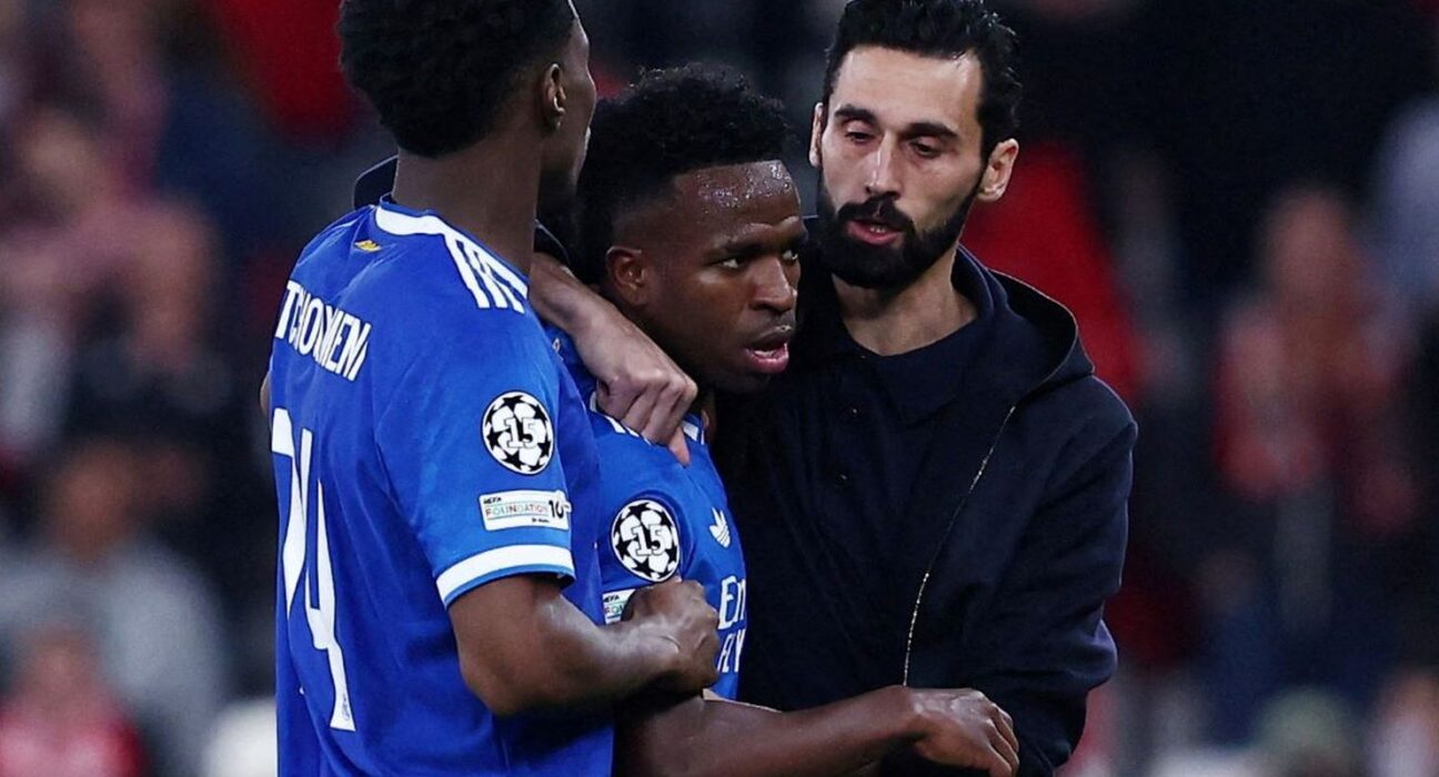 Vini Jr marca golaço e denuncia caso de racismo em Liga dos Campeões