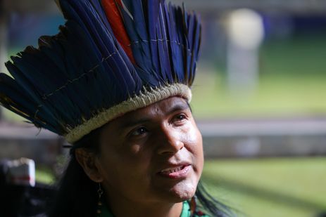 Brasília, DF 05/04/2026 - A 22ª edição do Acampamento Terra Livre (ATL) começa neste fim de semana, em Brasília. O evento é considerado a maior mobilização indígena do país. Oziel Ticuna fala com Agência Brasil.  Foto: Fabio Rodrigues-Pozzebom/ Agência Brasil