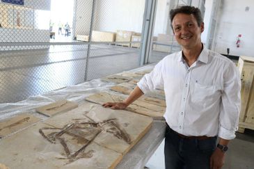 20/05/2026 - O diretor do Museu de Paleontologia Plácido Cidade Nuvens, em Santana do Araripe (CE), o professor Allysson Pinheiro. Foto: Estácio Jr./Gov. do Ceará