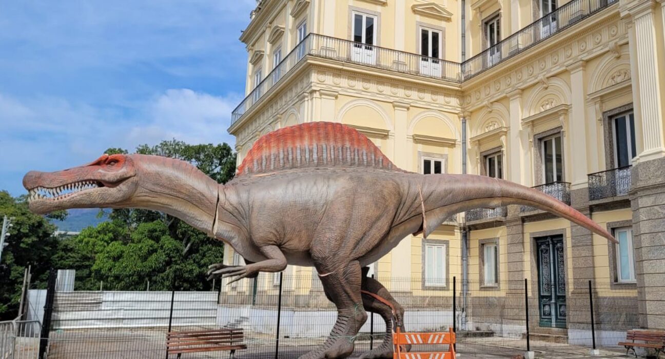 Museu Nacional ganha réplica de dinossauro brasileiro com 15 metros